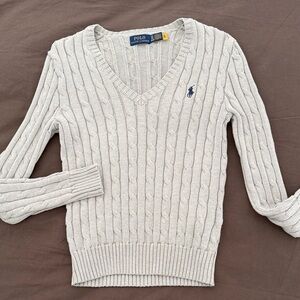 Polo by Ralph Lauren Women's Cream V-Neck Sweater
